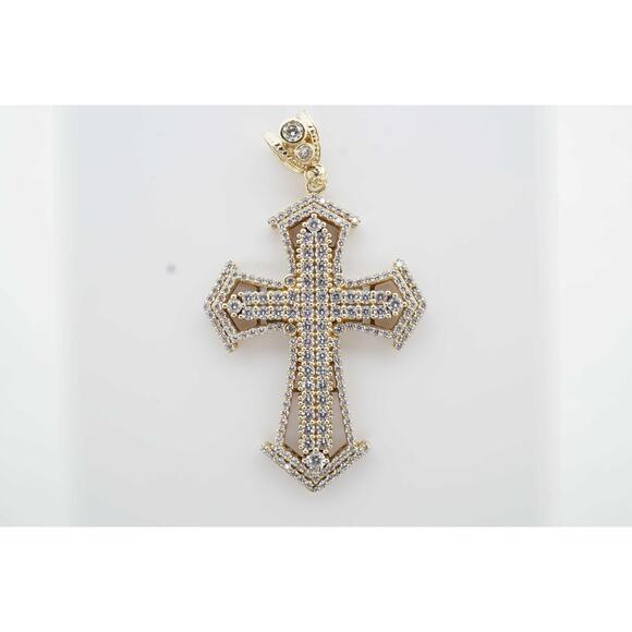Estate Sale 10k Yellow Gold Cross Pendant CZ Fine Jewelry